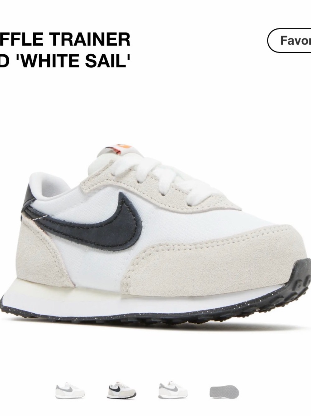 Nike Kids White Sail Trainer with Black Swoosh and Light Grey Panels 7C
